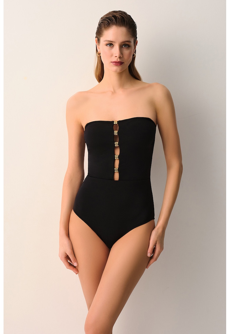 Costum de baie intreg fara bretele - Negru