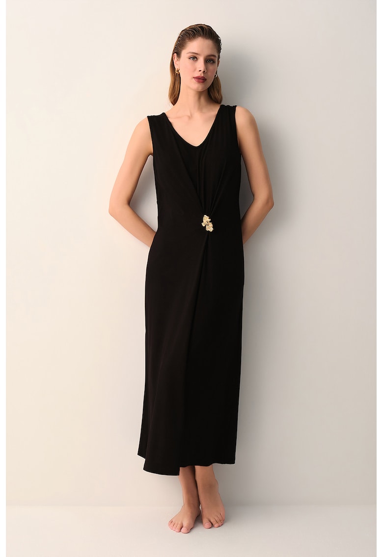 Rochie lunga cu decolteu rotund - Negru
