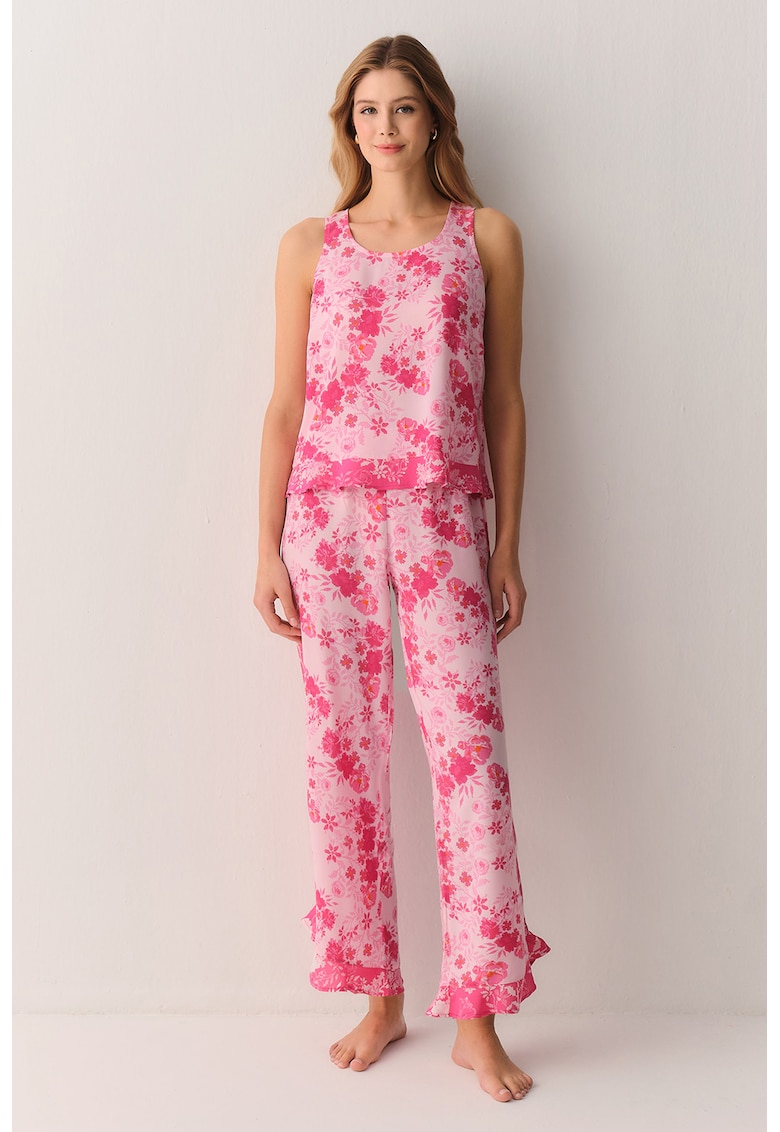 Pijama cu imprimeu - fara maneci - Fucsia/Roz deschis