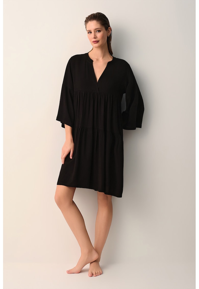 Rochie scurta cu decolteu in V - Negru