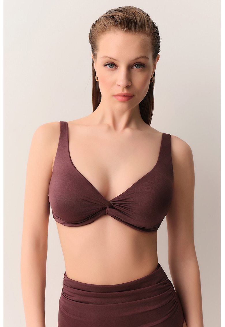 Sutien de baie cu detaliu rasucit - Violet pruna