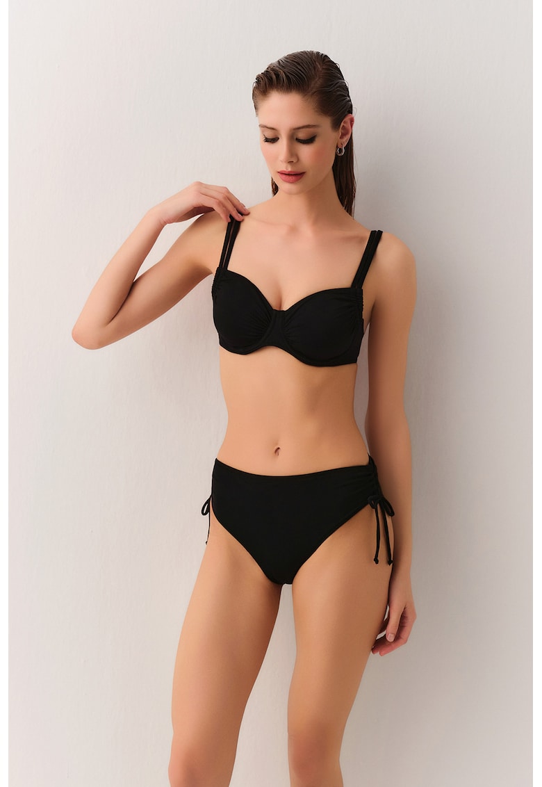 Slip hipster cu prindere cu snururi laterale - Negru