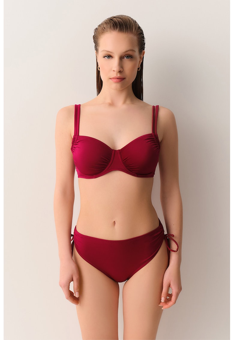 Slip hipster cu prindere cu snururi laterale - Rosu vintage
