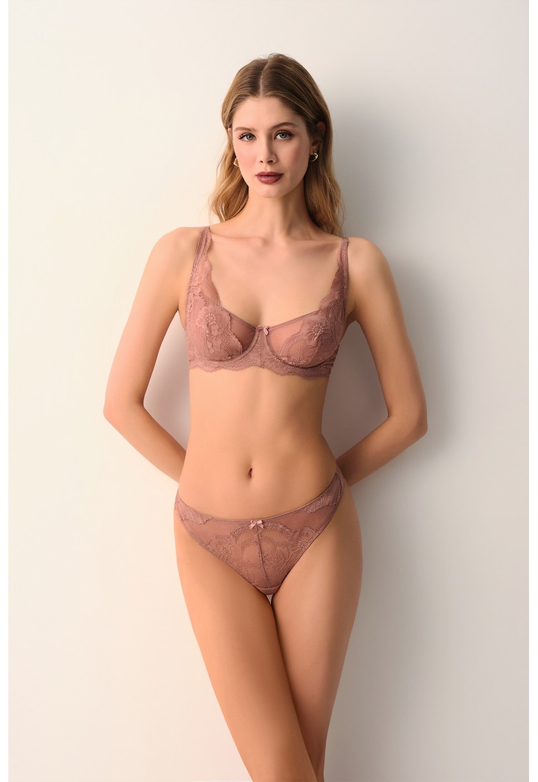 Chiloti brazilieni din dantela - Maro taupe