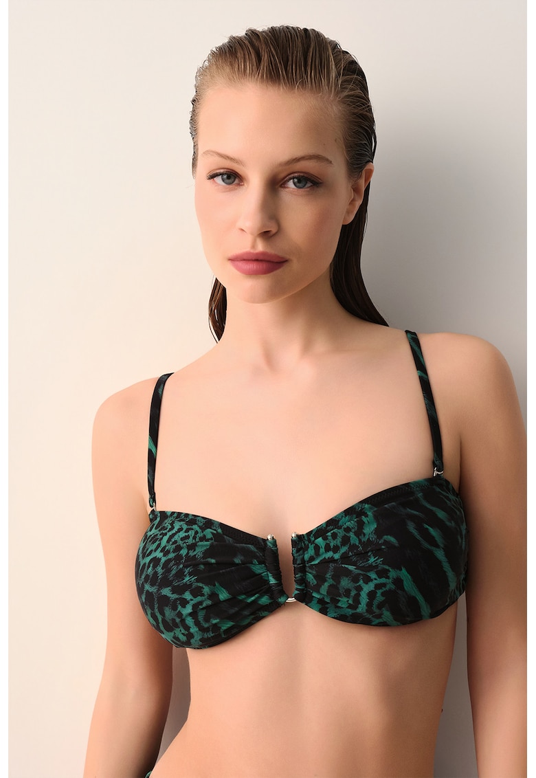 Sutien de baie cu animal print - Verde/Negru