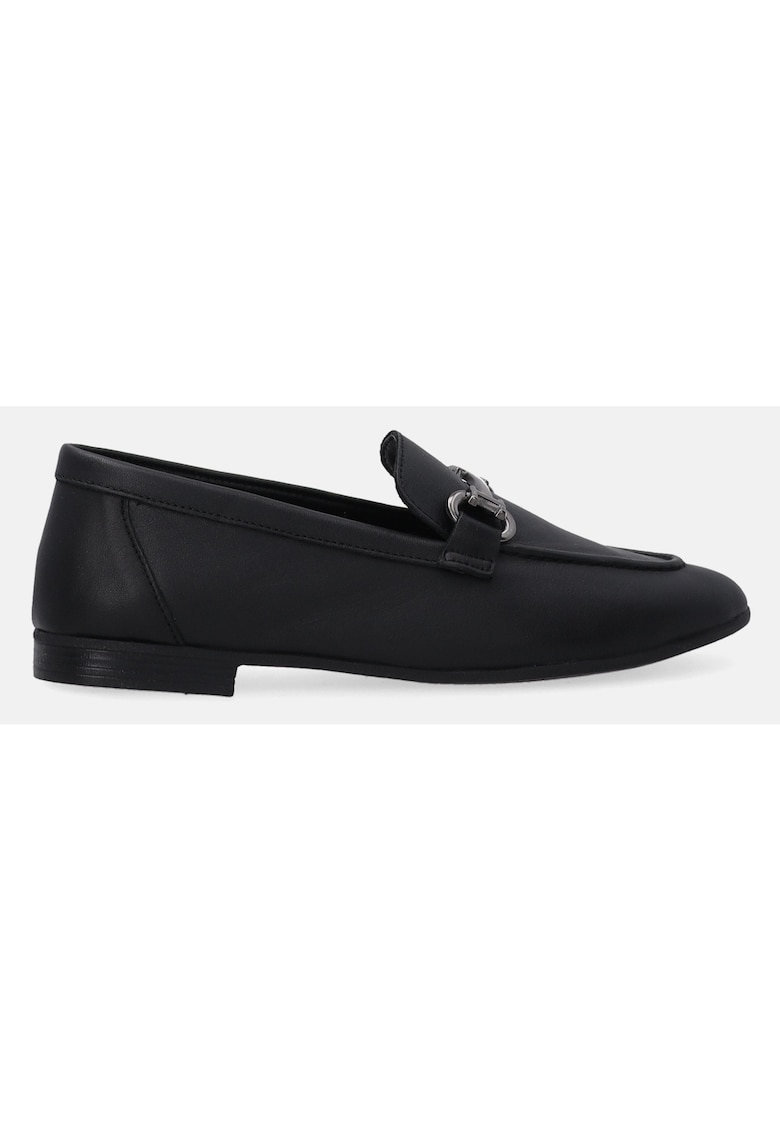 Pantofi loafer din piele uni cu detaliu metalic