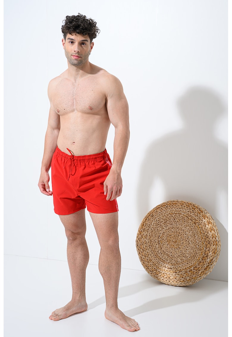 Pantaloni scurti de baie cu snur si buzunare - Rosu vermillion