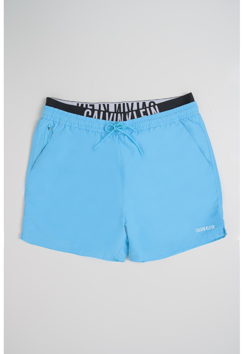 Pantaloni scurti de baie cu buzunare cu fermoar - Albastru pastel