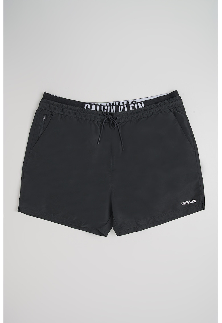 Pantaloni scurti de baie cu buzunare cu fermoar - Negru antracit