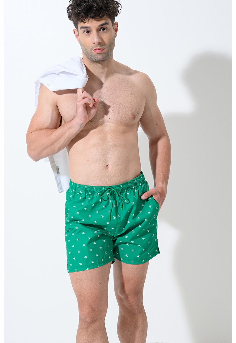 Pantaloni scurti de baie cu monograma - Verde irlandez
