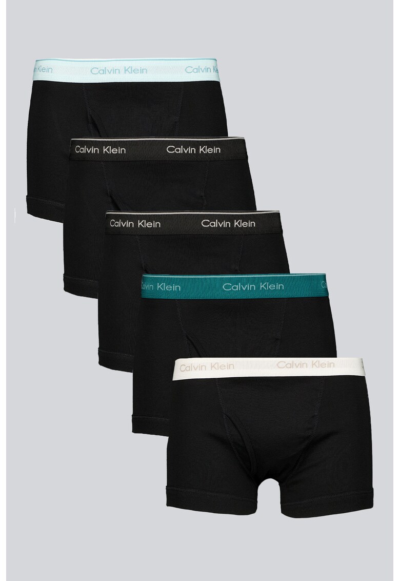 Set de boxeri cu banda logo in talie - 5 perechi - Negru antracit