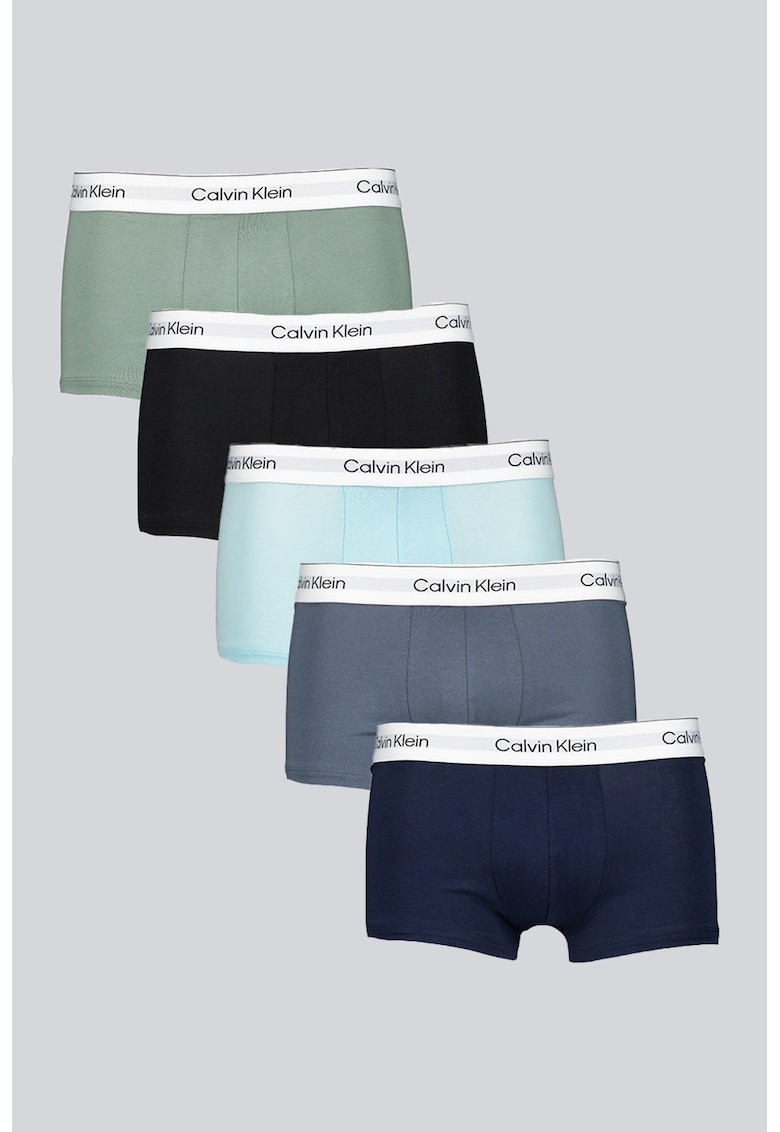 Set de boxeri low-cut cu logo - 5 perechi - Gri/Negru antracit/Albastru