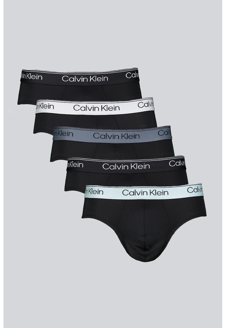 Set de chiloti cu logo in talie - 5 perechi - Negru antracit