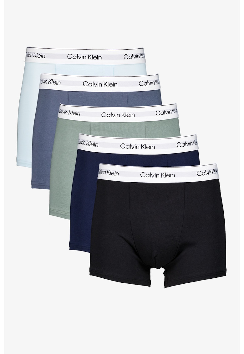 Set de boxeri relaxed fit cu banda logo - 5 perechi - Gri/Verde sparanghel/Negru antracit