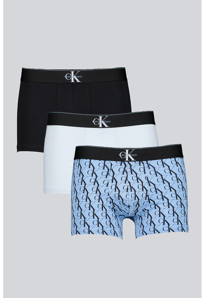 Set de boxeri cu logo - 3 perechi - Black Onyx/Albastru antichizat