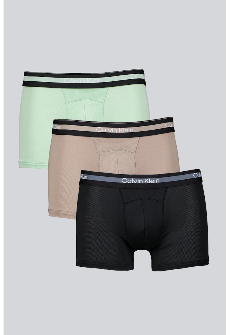 Set de boxeri cu logo in talie - 3 perechi - Negru/Verde deschis/Verde sparanghel