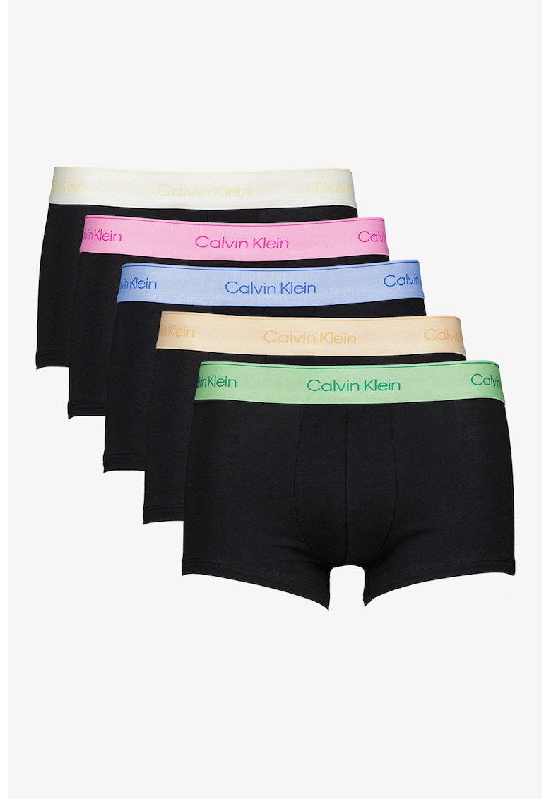 Set de boxeri cu logo contrastant in talie - 5 perechi - Negru stins