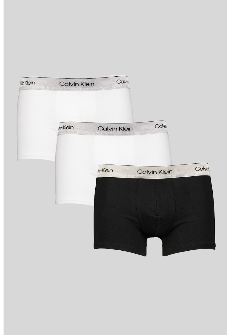 Set de boxeri cu logo in talie - 3 perechi - Alb/Negru antracit
