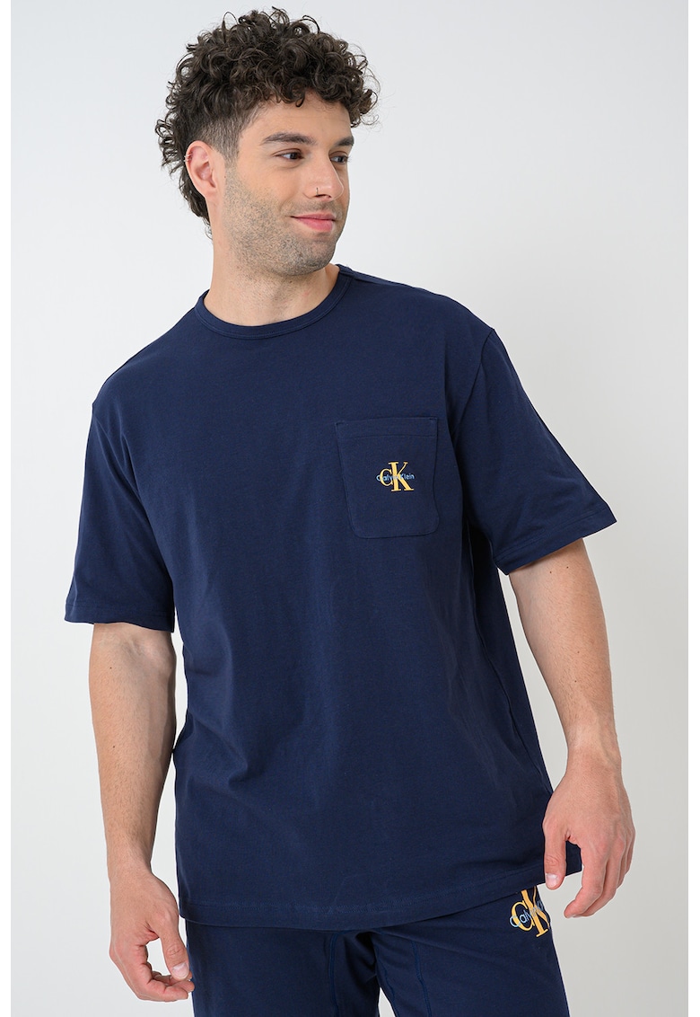 Tricou de bumbac cu logo - Albastru ultramarin