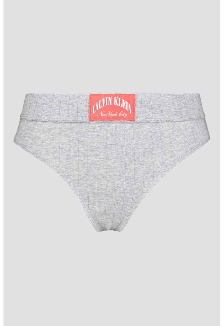 Chiloti tanga cu aplicatie logo - Gri melange