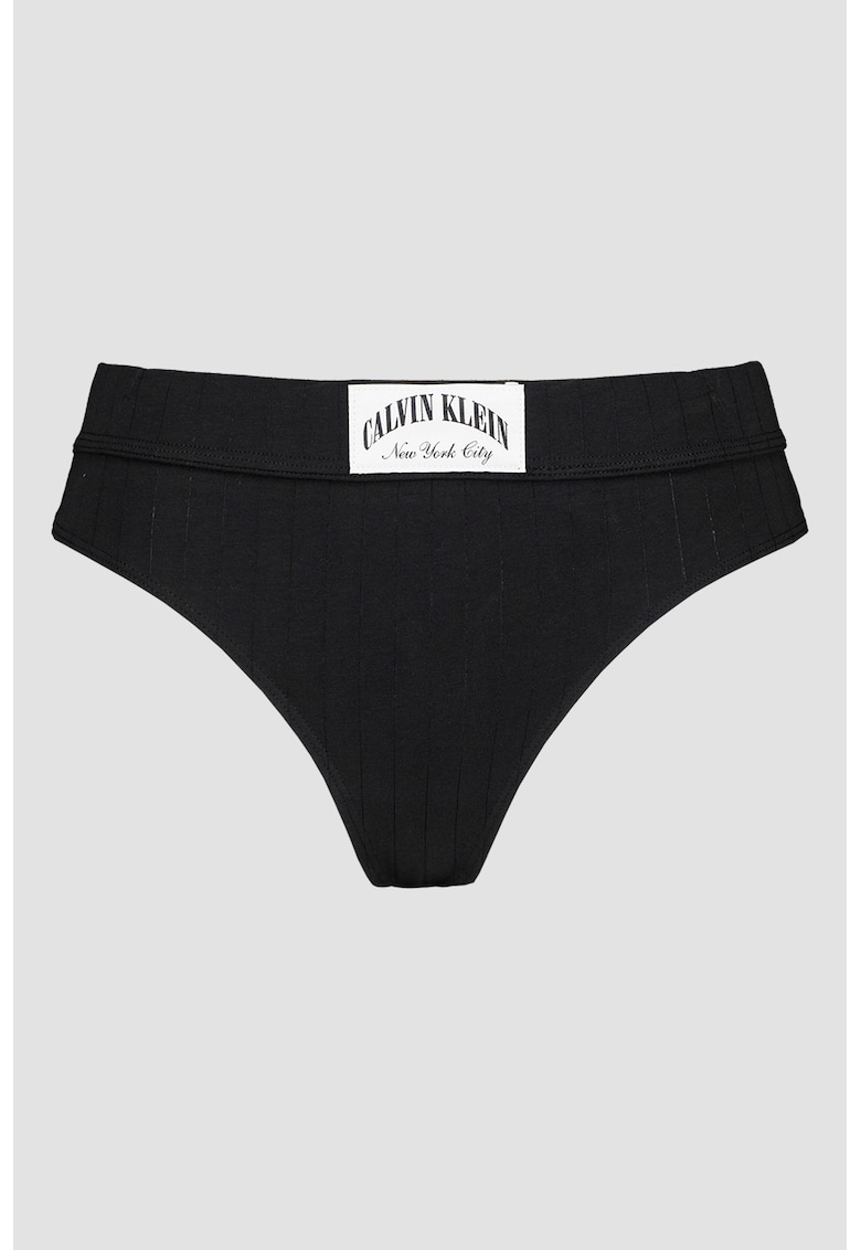 Chiloti tanga cu aplicatie logo - Negru