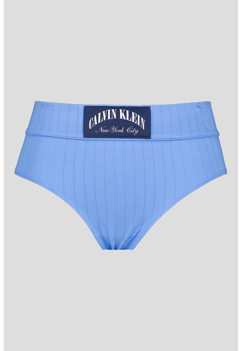 Chiloti din amestec de bumbac cu aplicatie logo - Albastru lavanda