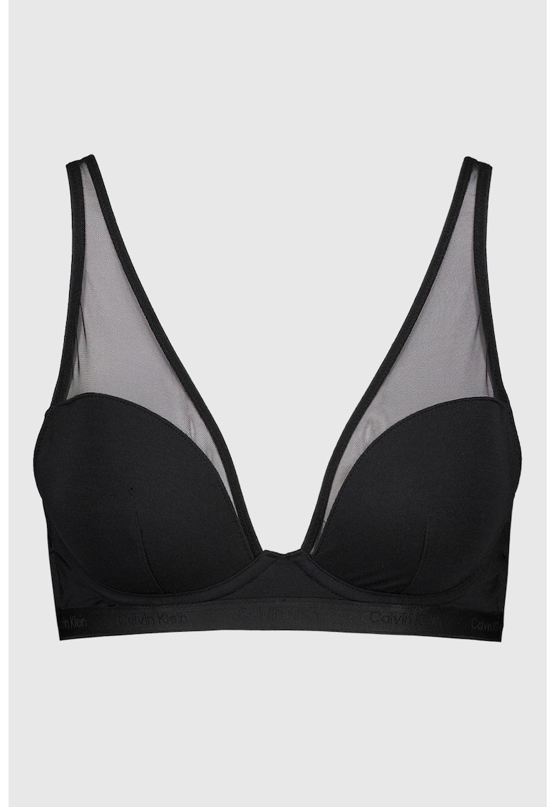 Sutien cu burete din amestec de modal si insertii din dantela - Negru