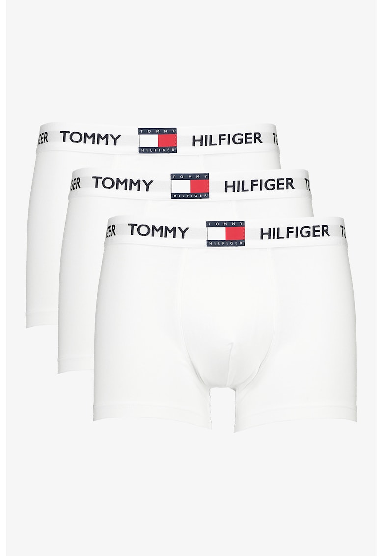 Set de boxeri din amestec de bumbac cu logo - 3 perechi - Alb rece