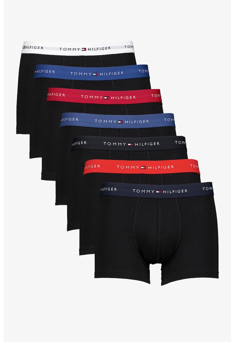 Set de boxeri din amestec de bumbac cu logo - 7 perechi - Negru antracit
