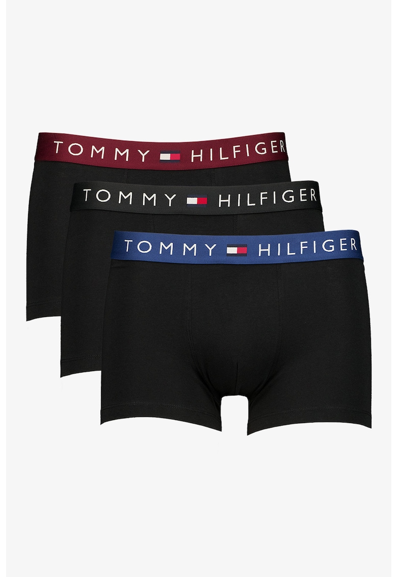 Boxeri din amestec de bumbac cu banda logo in talie - 3 perechi - Negru carbon