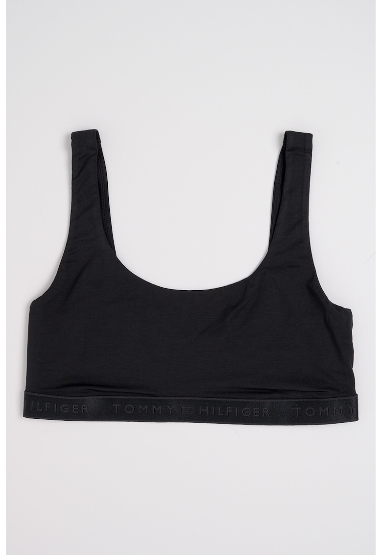 Bustiera din amestec de modal cu banda logo elastica - Negru