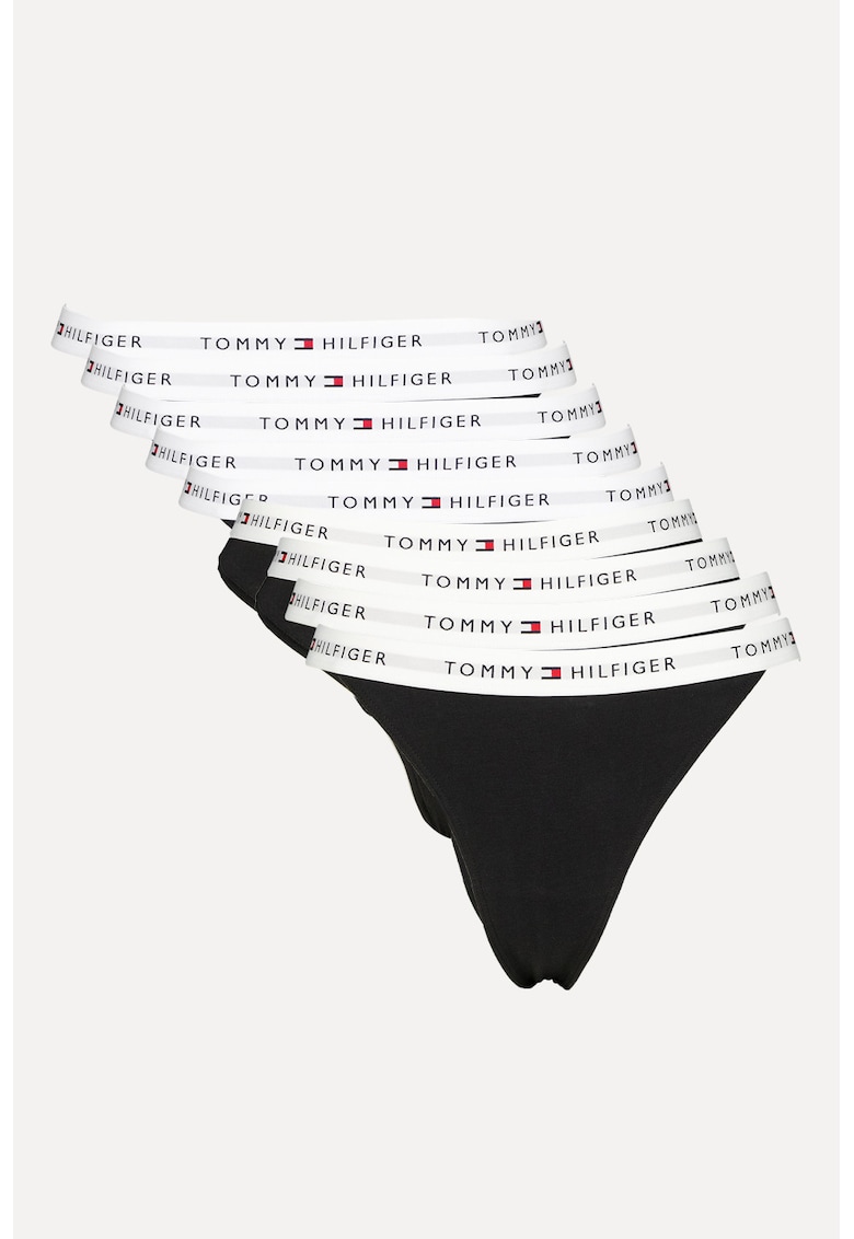 Set de chiloti cu diverse modele si banda logo elastica - 5 perechi - Negru