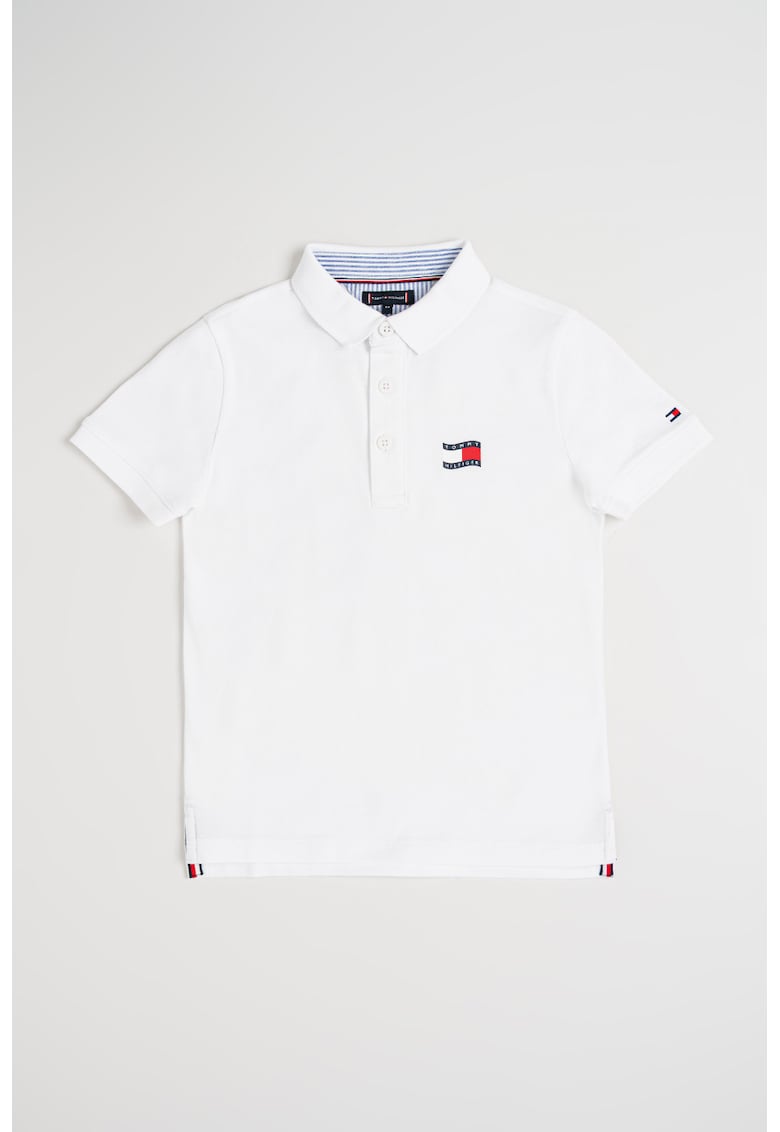 Tricou polo din bumbac cu imprimeu logo pe piept - Alb optic