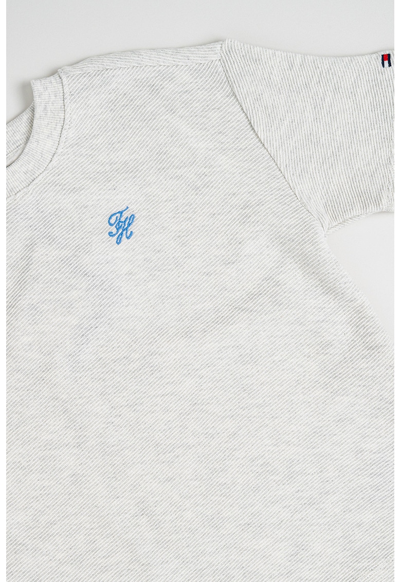 Tricou din bumbac cu decolteu la baza gatului - Gri deschis melange