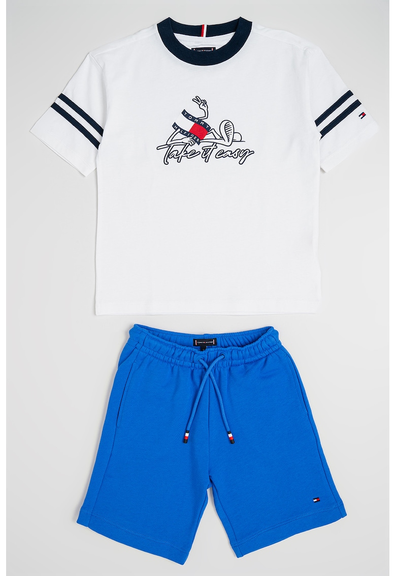 Set de pantaloni scurti si tricou Take it Easy - Alb/Albastru royal