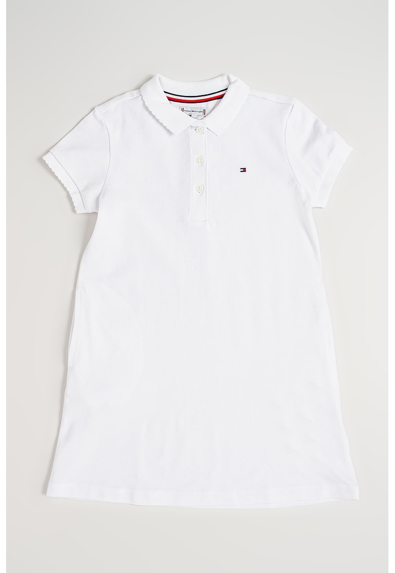 Rochie mini cu guler polo - Alb