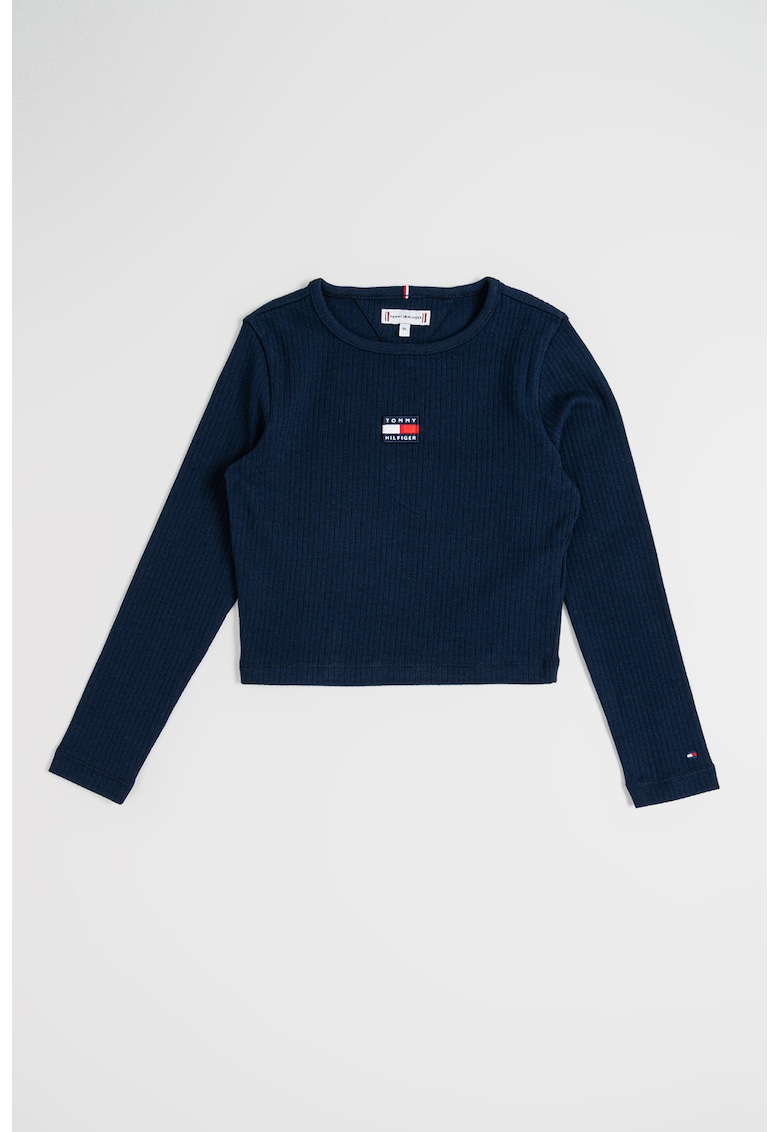 Bluza striata cu logo Heritage - Bleumarin
