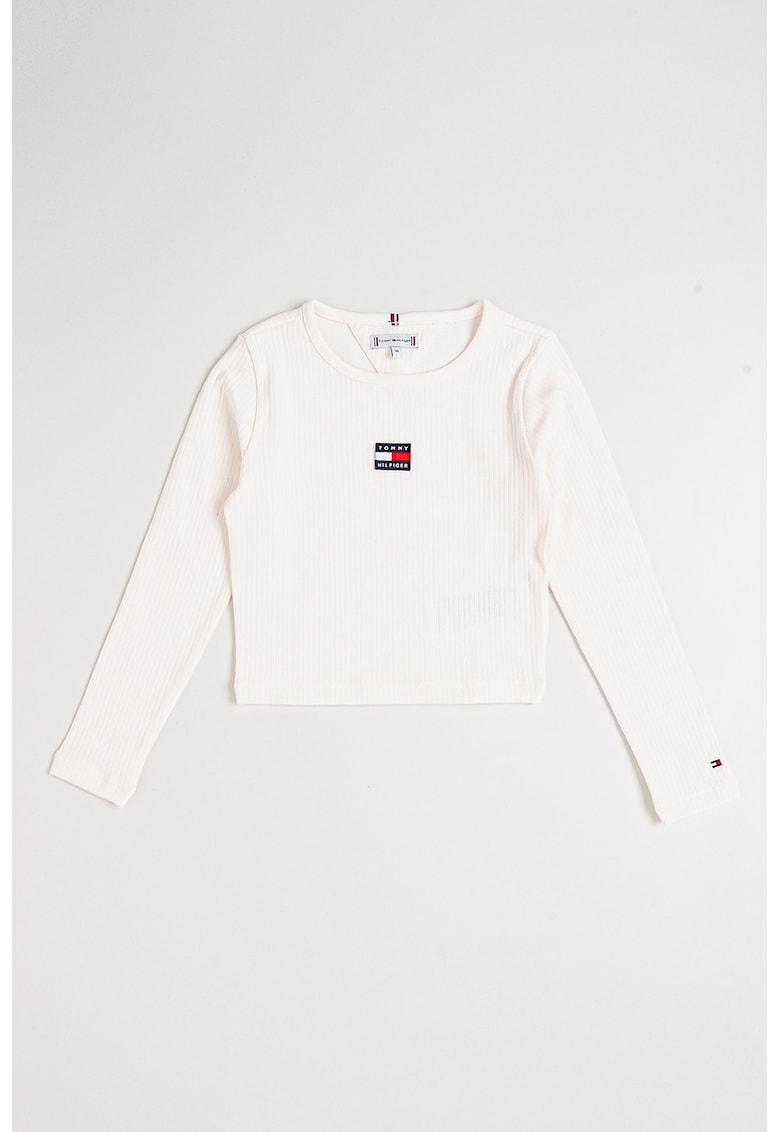 Bluza striata cu logo Heritage - Alb fildes