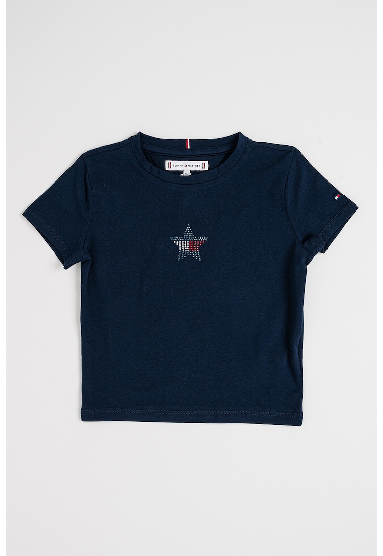 Tricou cu logo in forma de stea din strasuri - Albastru ultramarin