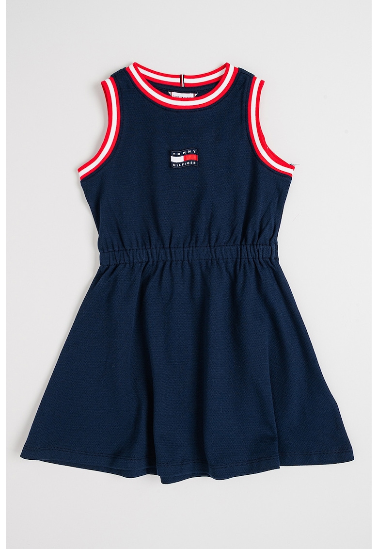 Rochie cu logo si maneci scurte - Bleumarin
