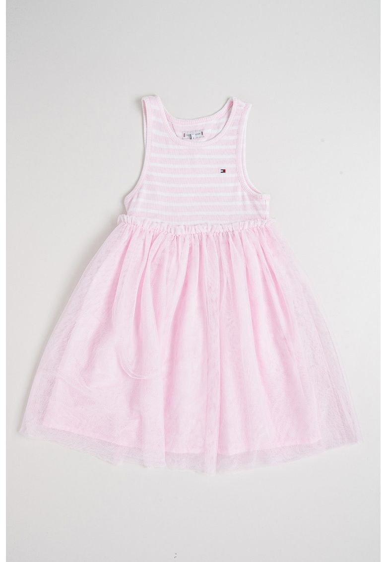 Rochie din tul cu dungi - Roz pal