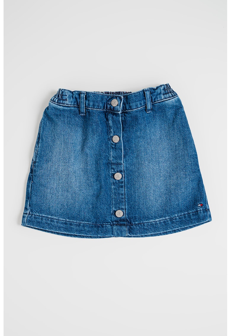 Fusta dreapta din denim - Albastru melange