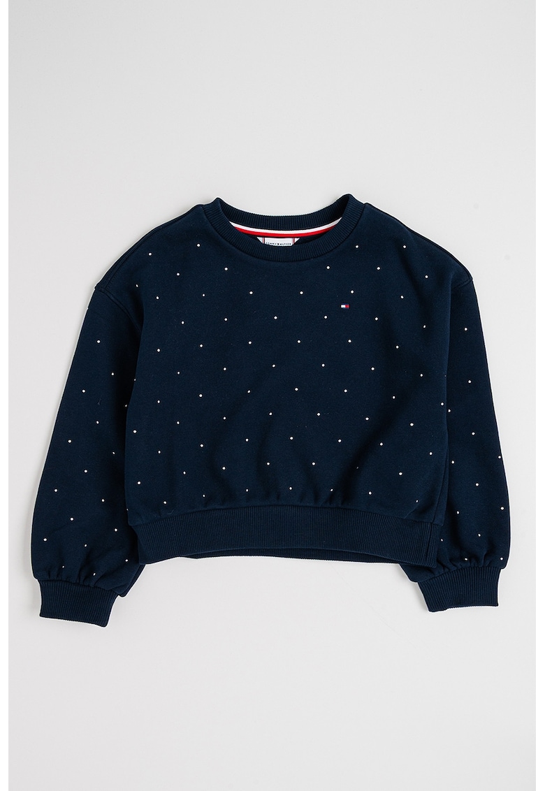 Bluza de trening cu logo si strasuri - Bleumarin stins