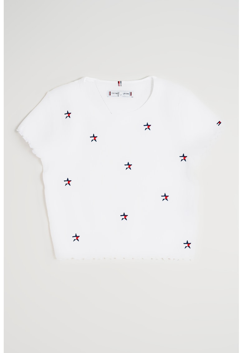 Tricou din amestec de bumbac cu imprimeu - Alb