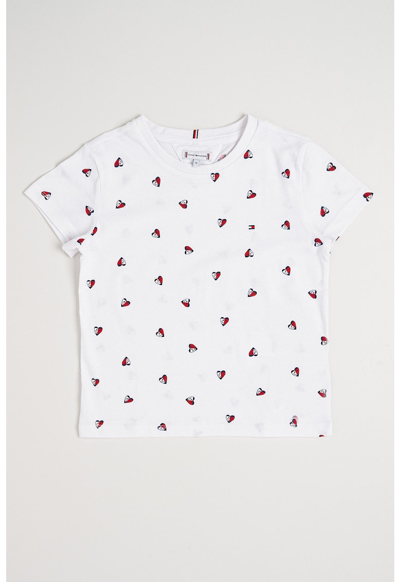 Tricou cu imprimeu inimi - Alb optic