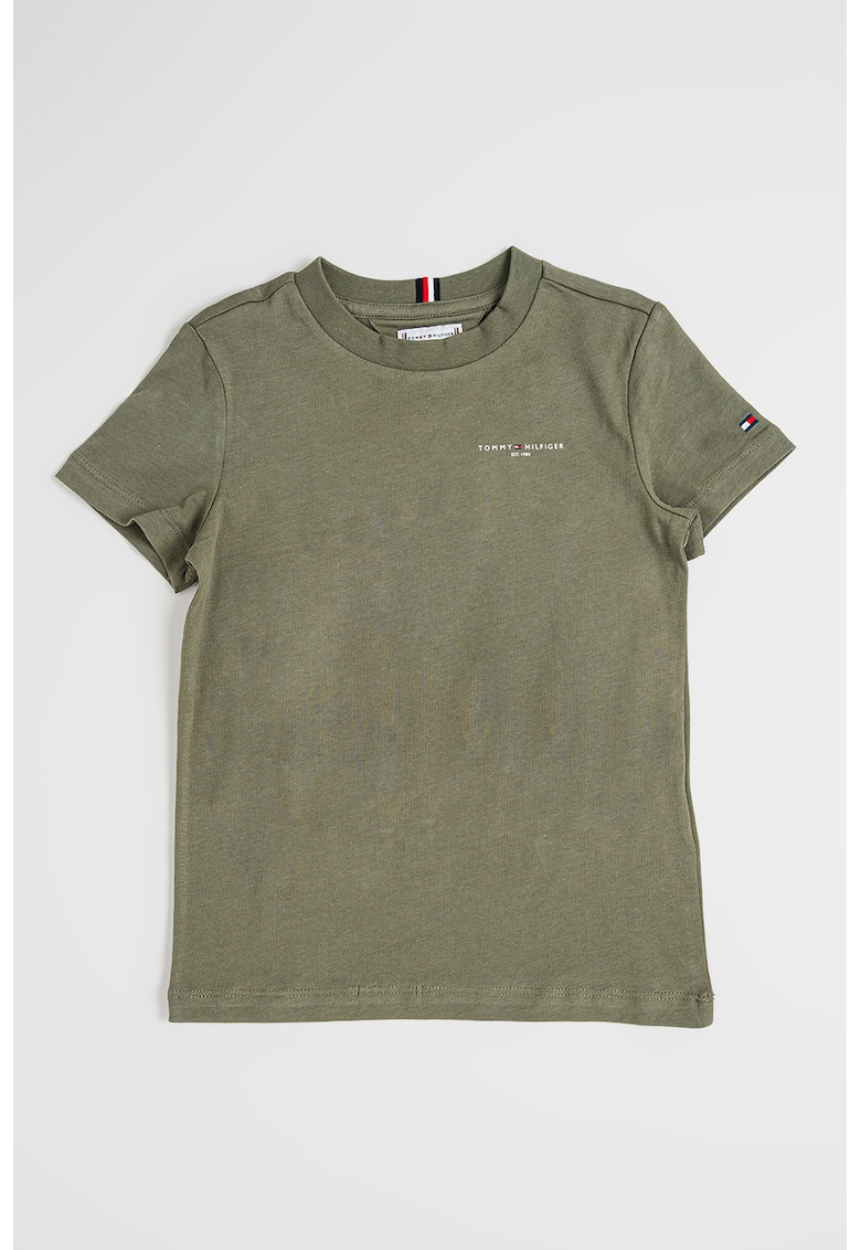 Tricou de bumbac cu decolteu la baza gatului - Kaki