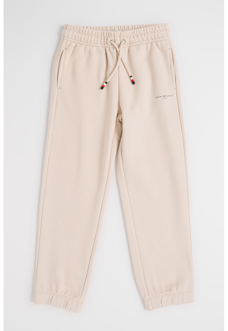 Pantaloni de trening din amestec de bumbac cu croiala relaxed-fit si logo discret - Bej deschis