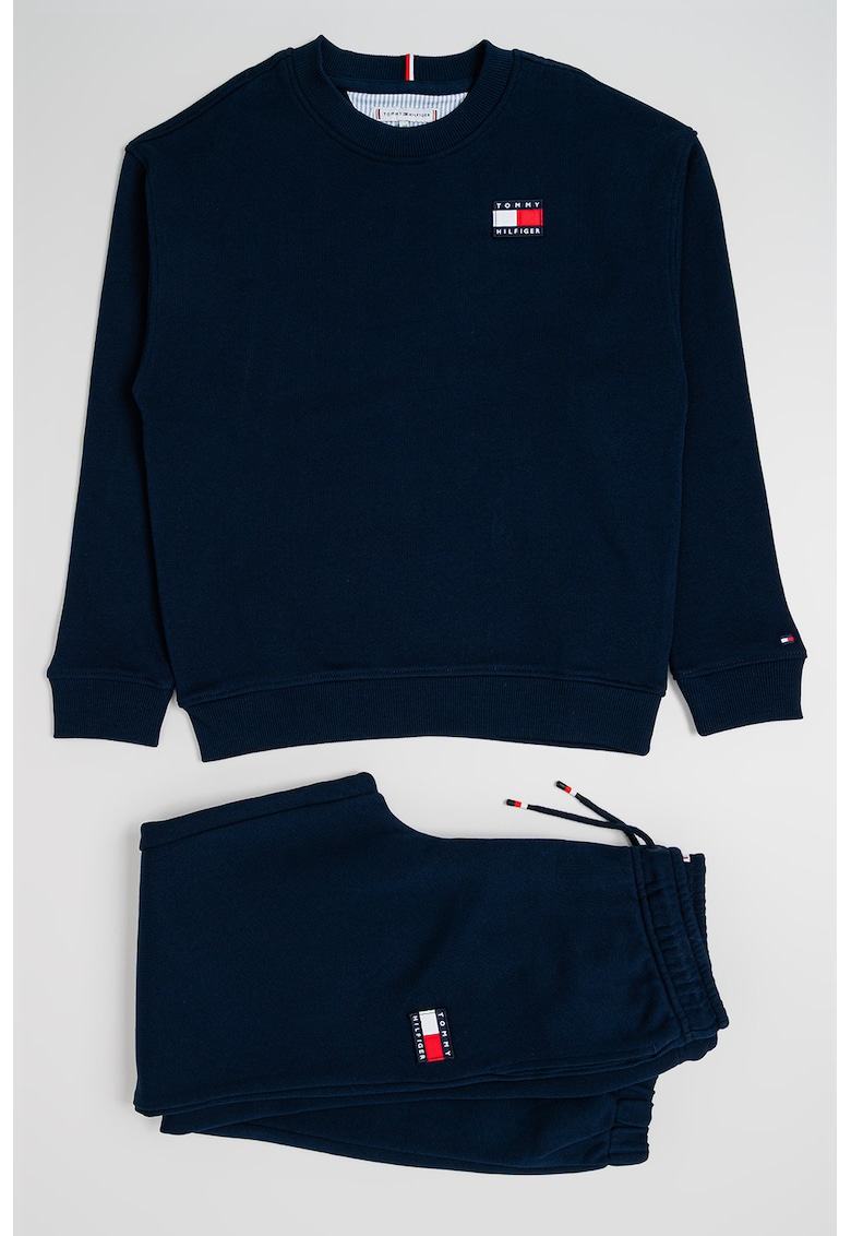 Set de bluza de trening din bumbac si pantaloni de trening cu logo - 2 piese - Bleumarin