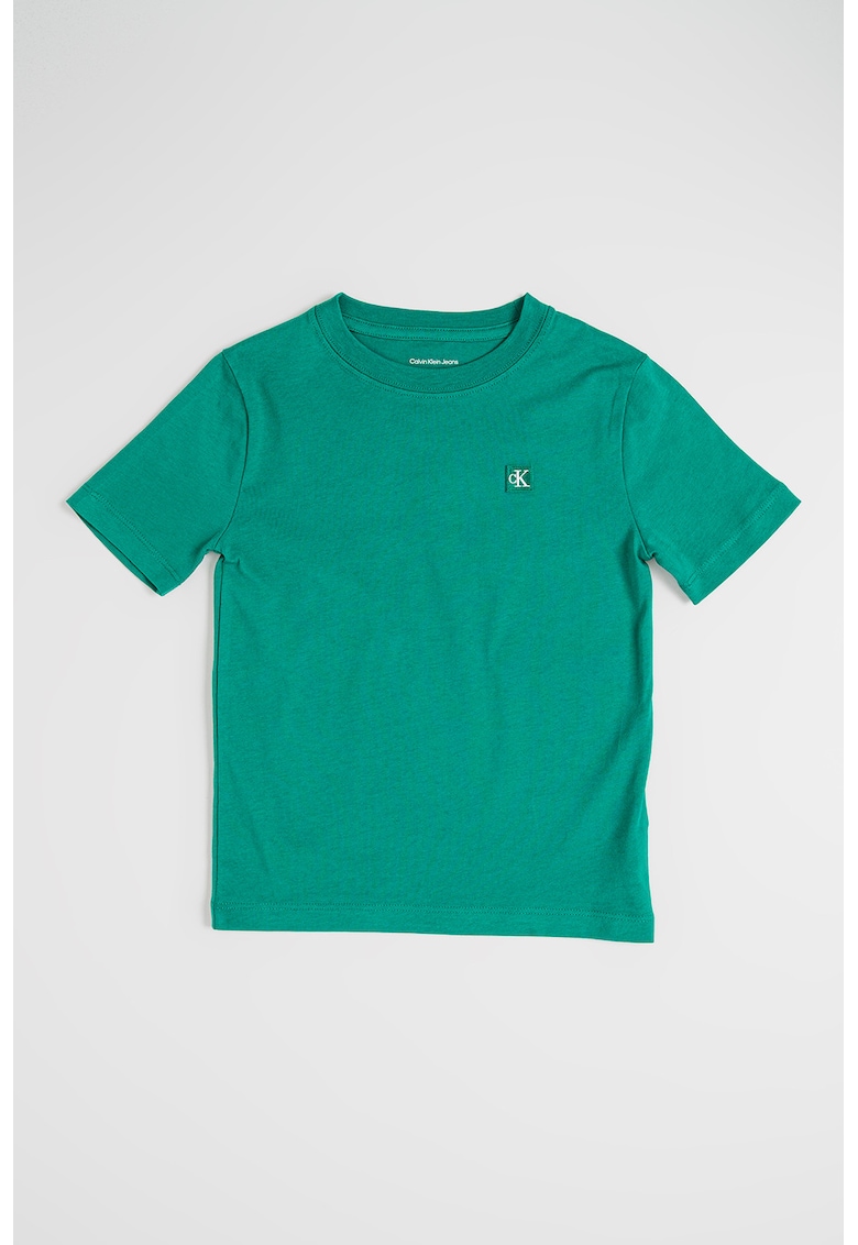 Tricou din bumbac organic cu aplicatie logo discreta - Verde electric
