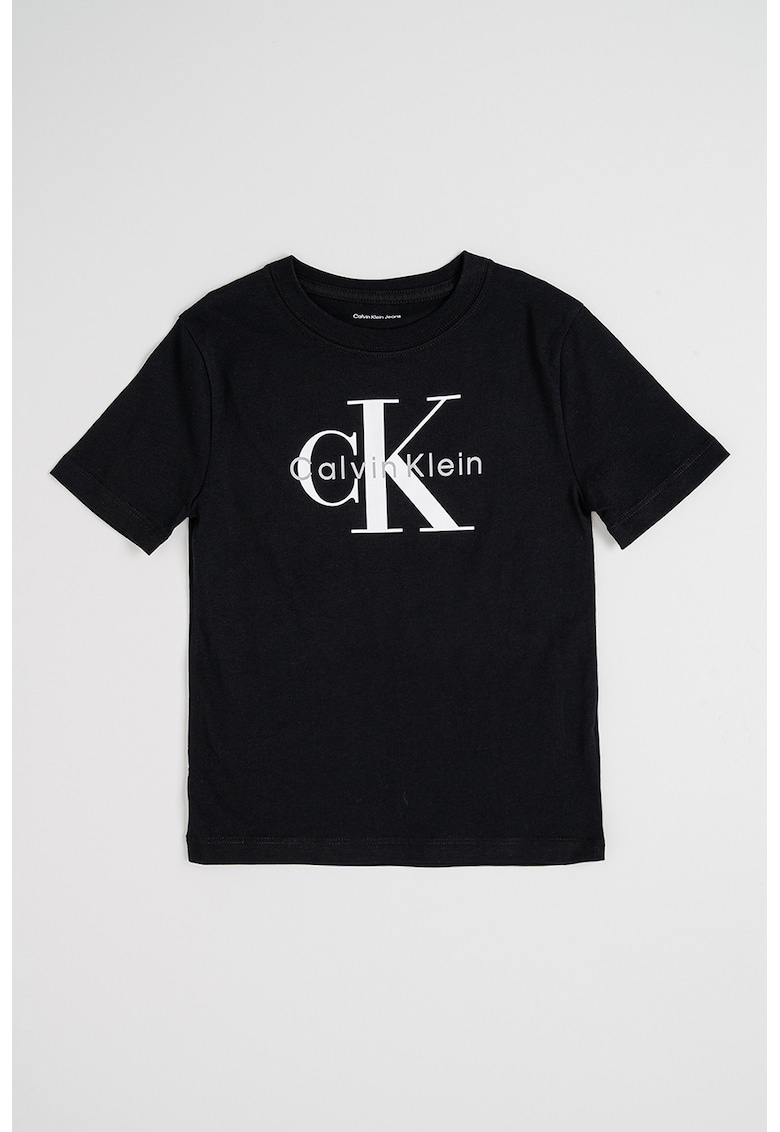 Tricou din bumbac organic cu imprimeu logo - Negru